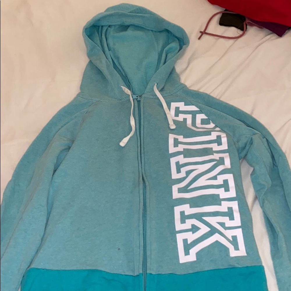 Teal, Pink zip up hoodie